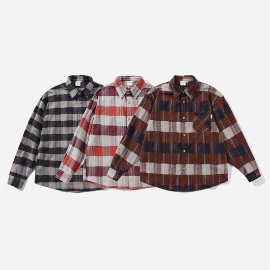 Camisa Retro Holgada de Manga Larga a Rayas
