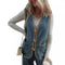Chaleco Cardigan Sin Mangas de Contraste de Colores en Felpa para Mujer