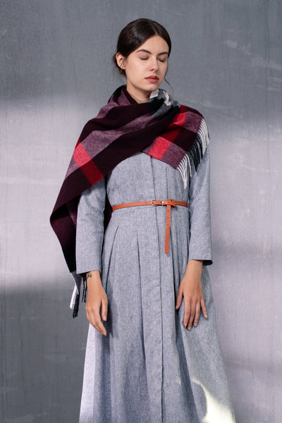 Bufanda de Lana Pura Cuadros para Mujer - Cálida y Versátil - Image 7