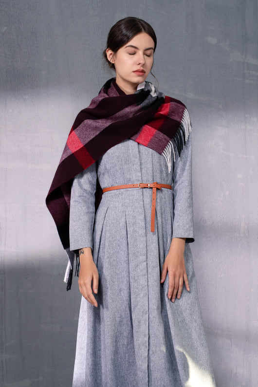 Bufanda de Lana Pura Cuadros para Mujer - Cálida y Versátil - Image 7