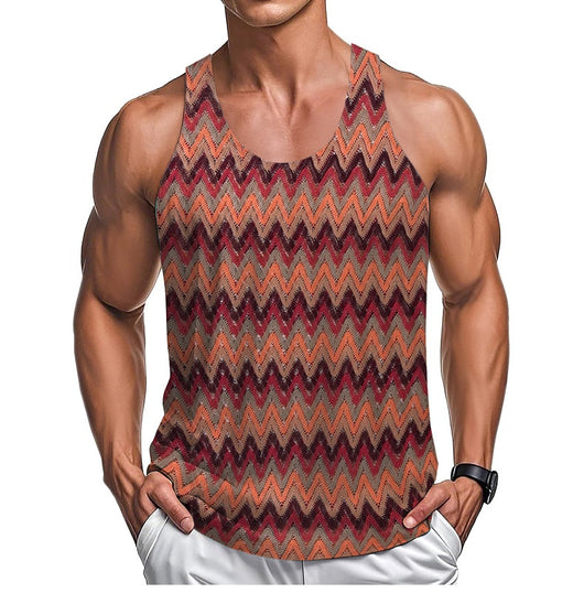 Chaleco Casual Retro para Hombre con Rayas de Contraste en Colores Degradados - Image 12