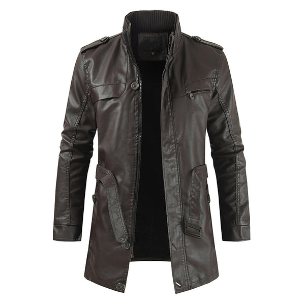 Abrigo Casual de Piel Sintética con Forro Polar para Hombre