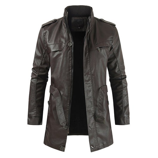 Abrigo Casual de Piel Sintética con Forro Polar para Hombre - Image 2