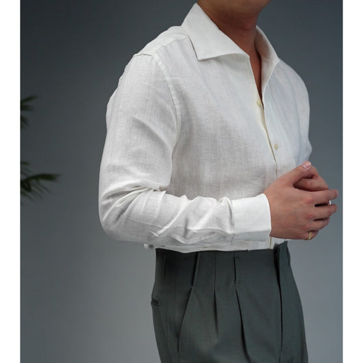 Camisa Ejecutiva de Lino Hombre - Cuello Clásico Manga Larga Transpirable - Image 3