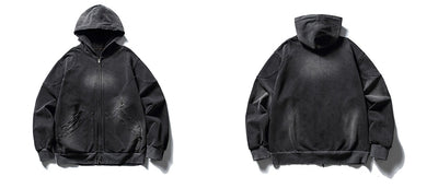 Sudadera con Capucha Retro Americana Desgastada de Color Sólido - Image 12