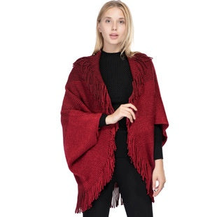 Suéter de Cuello Alto con Flecos Acrilico - Poncho Cálido y Elegante - Image 14