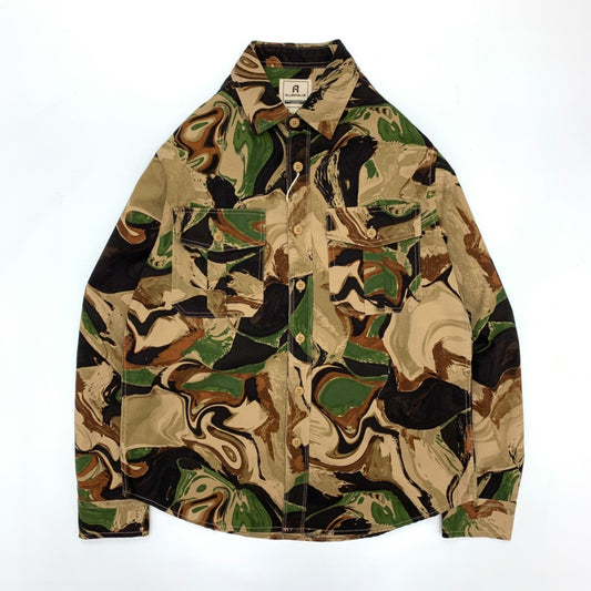 Camisa de Trabajo Camuflaje Hombre Estilo Japonés Retro Lavado Amekaji Algodón Manga Larga