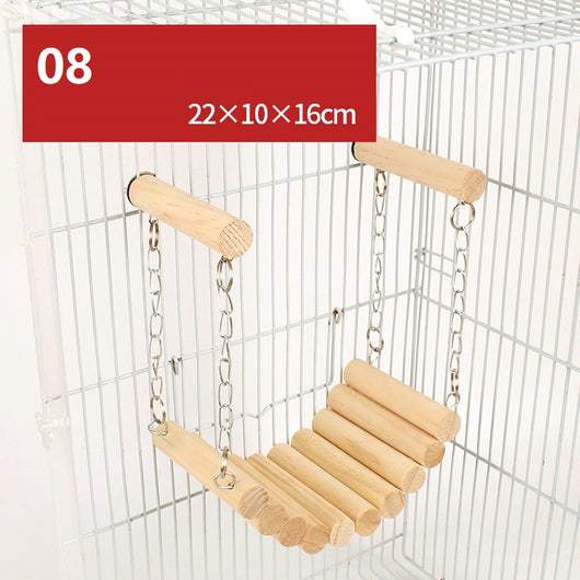 Plataforma de Madera Natural con Columpio y Cerca para Hámster - Image 9