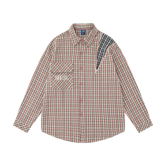 Camisa de Manga Larga a Cuadros con Bolsillo Bordado para Hombre - Image 5