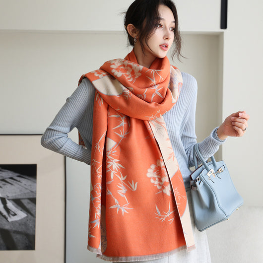 Bufanda de Cachemira Elegante Estilo Nacional Reversible Jacquard Doble Cara - Image 13