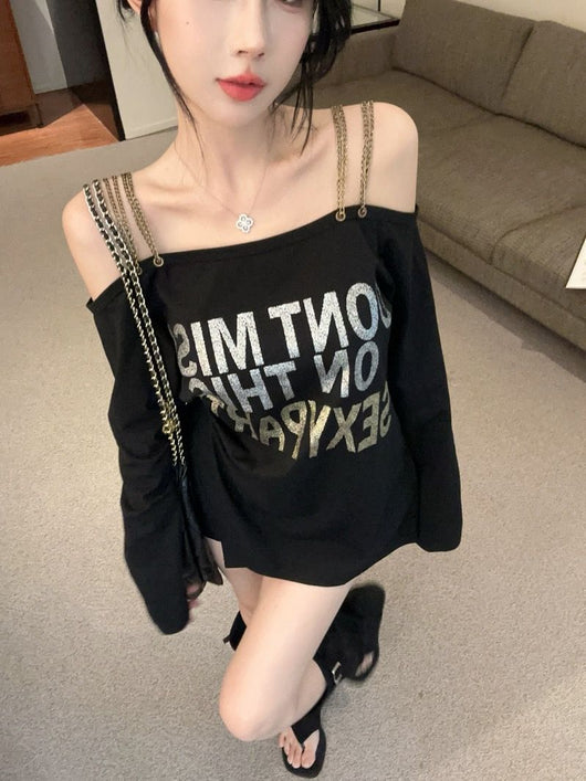 Blusa Vintage Estampada Talla Grande con Hombros Descubiertos y Mangas Largas para Mujer - Image 18