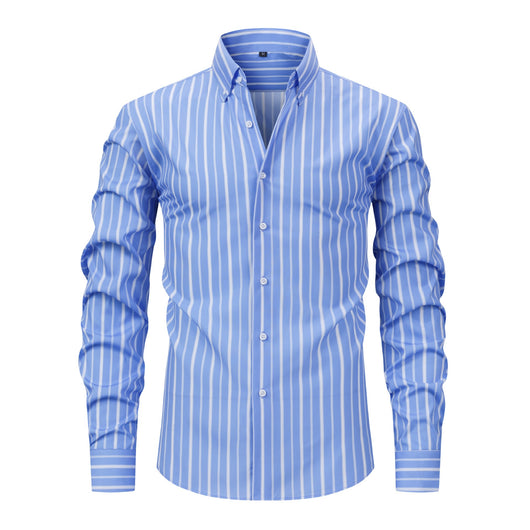 Camisa Estampada Digital a Rayas con Cuello Solapa - Manga Larga para Hombre - Image 10