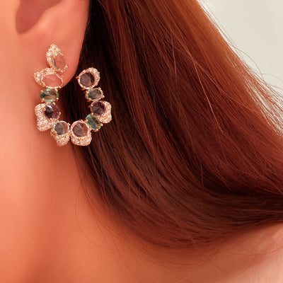 Aretes de Cristal Irregular en Colores Caramelo - Image 3