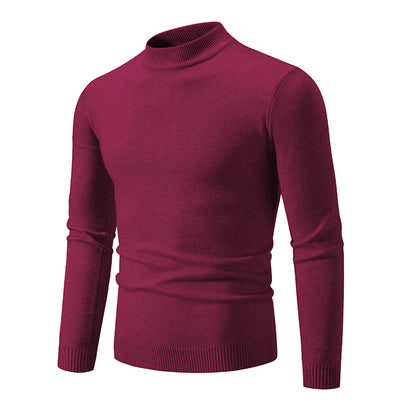 Suéter Cuello Redondo Hombre Invierno Ajustado Color Sólido - Image 10