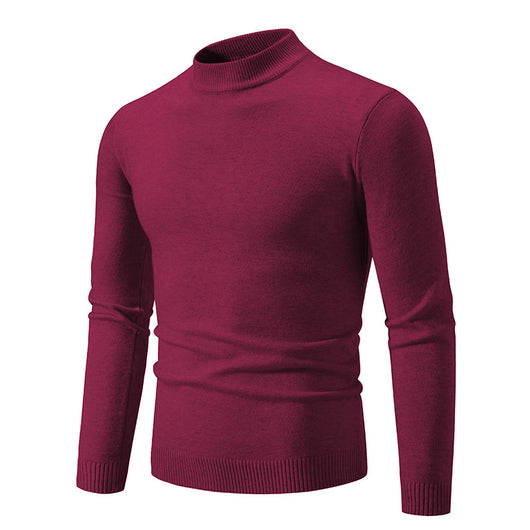 Suéter Cuello Redondo Hombre Invierno Ajustado Color Sólido - Image 10
