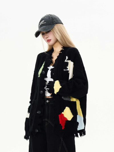 Cardigan de Contraste Dañado - Suéter Versátil Unisex - Image 5