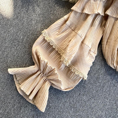 Blusa Chifón con Volantes de Encaje y Mangas Abullonadas - Image 9