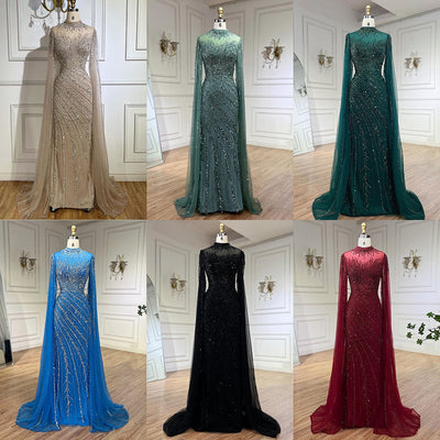 Vestido de Gala Elegante con Mangas Volantes y Falda Sirena