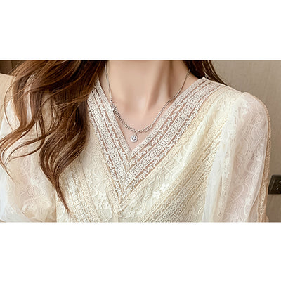 Blusa Elegante Cuello en V con Mangas Abullonadas - Image 3
