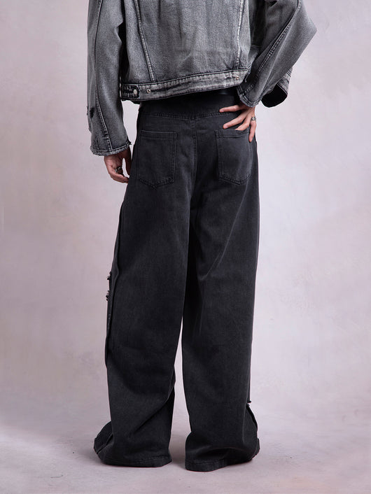 Pantalones Anchos con Diseño Irregular Roto - Image 5