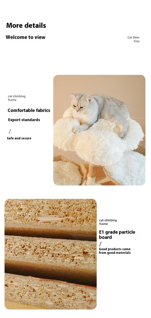 Árbol Rascador para Gatos con Nido de Madera Natural y Ratán - Image 14