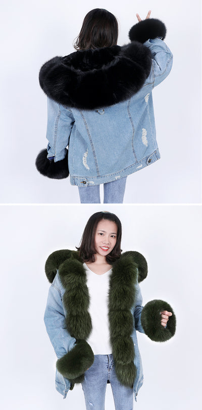 Chaqueta Denim con Forro Desmontable de Conejo - Image 16