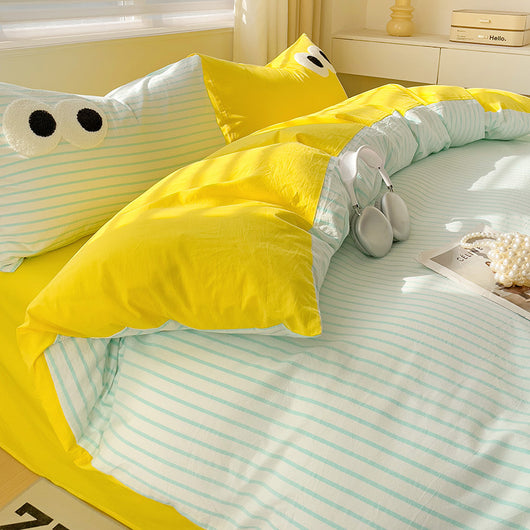 Juego de Cama Ojos Grandes - Funda Nórdica 4 Piezas Efecto Satinado - Image 2