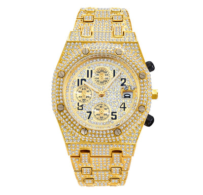 Reloj Deportivo de Cuarzo para Hombre con Tres Ojos y Cronógrafo de Diamantes - Image 16