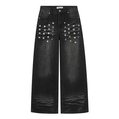 Pantalones Vaqueros Desteñidos para Mujer con Diseño de Remaches Estilo Americano y Detalles Rasgados - Image 2