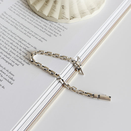 Pulsera de Plata Esterlina con Cruz Vintage Desgastada - Diseño Personalidad - Image 3
