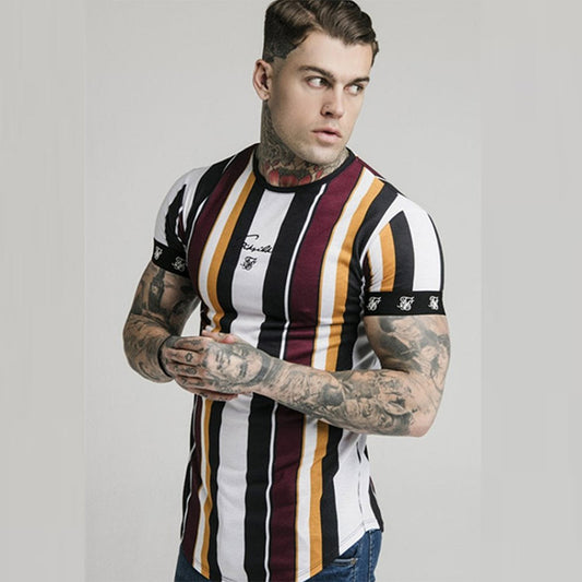 Camiseta Casual de Entrenamiento Hip-hop con Rayas Deportivas
