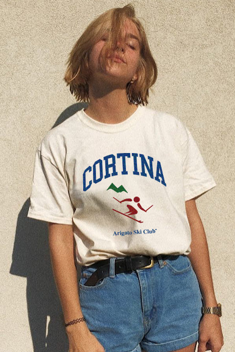 Playera Retro Deportiva Esquí Vintage con Estampado Clásico