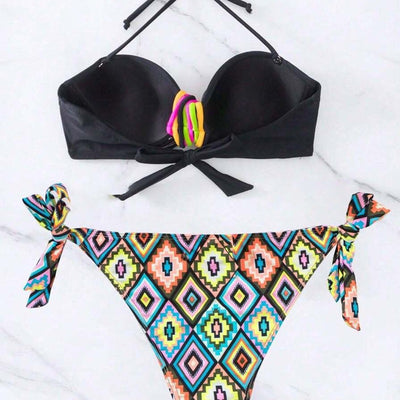 Bikini Sexy de Cintura Alta con Tirantes y Abertura - Image 4