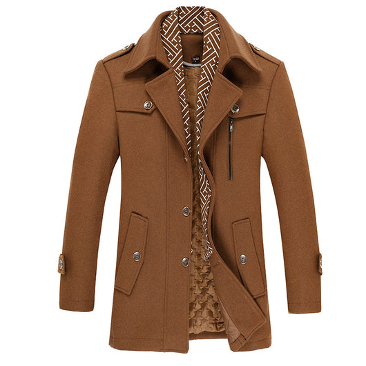Abrigo Elegante de Lana para Hombre con Cuello Bufanda - Image 6