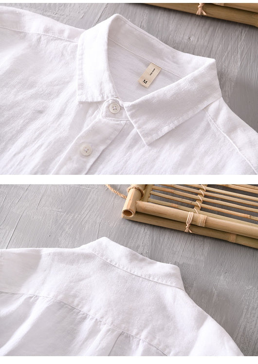 Camisa Casual de Manga Larga en Algodón y Lino para Hombre - Image 13