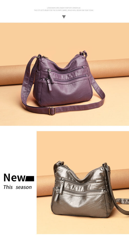 Bolso Bandolera de Cuero Genuino Lavado - Diseño Minimalista Versátil - Image 21