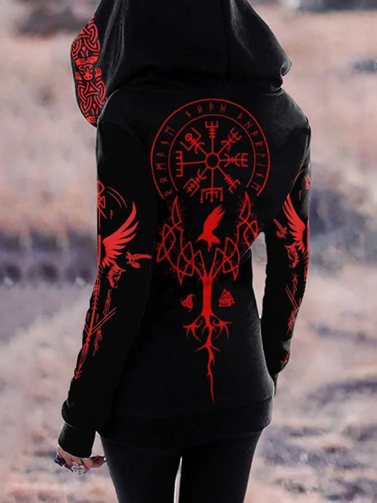 Sudadera Retro Estampada Suelta con Cierre para Mujer - Image 5