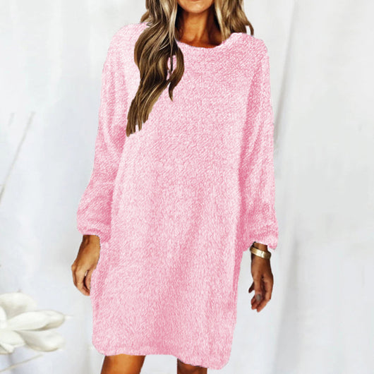 Vestido Suéter Largo Holgado en Felpa - Image 10