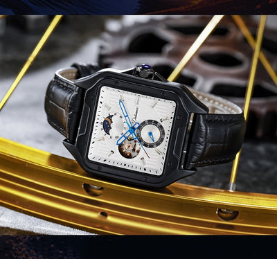 Reloj Mecánico Automático Cuadrado Impermeable con Diseño Calado para Hombre - Image 14