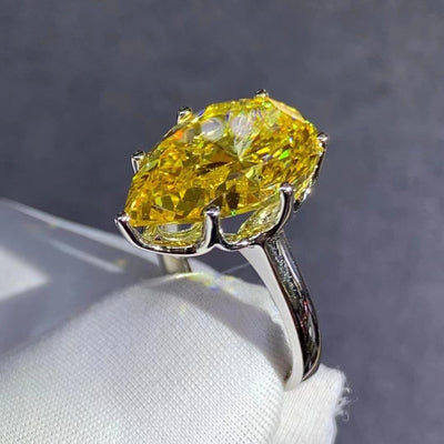 Anillo de Diamante Talla Gota en Circón Amarillo de Alto Carbono - Image 40