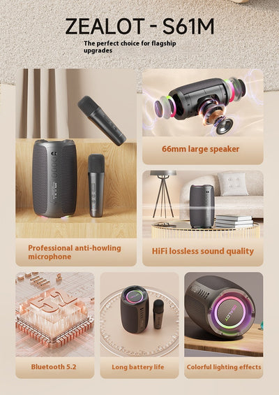 Parlante Bluetooth Portátil con Micrófono Inalámbrico para Karaoke - Image 11