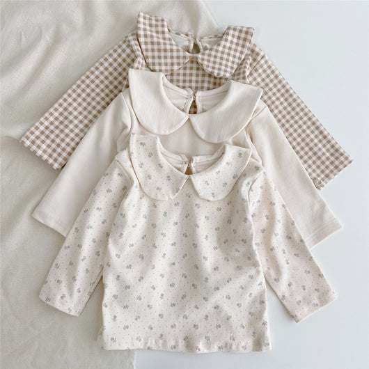 Blusa Infantil a Cuadros con Detalle Floral para Niña - Image 12