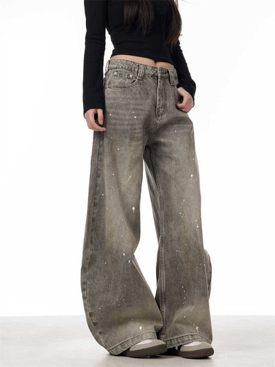 Pantalones Vaqueros Retro Splash Ink Machete para Pareja - Image 5