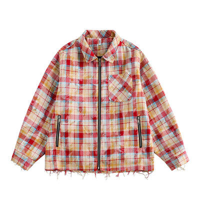 Camisa de Cuadros Desgastada de Manga Larga para Hombre - Image 6
