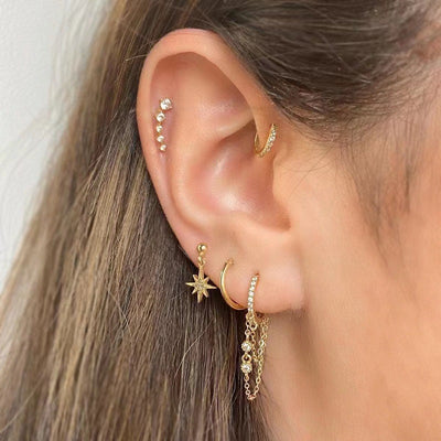 Aretes de Flor Circón Estrella Luna Románticos - Image 8