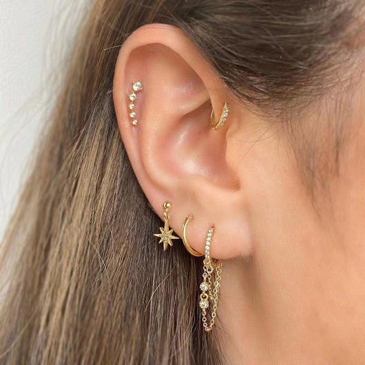 Aretes de Flor Circón Estrella Luna Románticos - Image 8