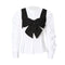 Conjunto de Dos Piezas: Chaleco Reversible con Blusa de Manga Globo y Moño para Mujer