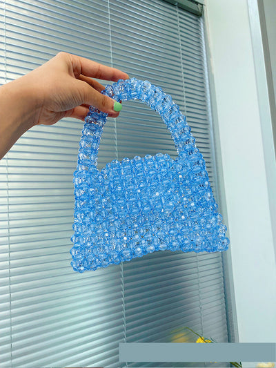 Bolsa Tejida Cuadrada Portátil para Mujer - Diseño Veraniego