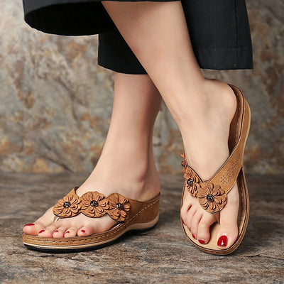 Sandalias Cuña Retro Flores para Mujer - Zapatos de Playa Cómodos Verano - Image 2