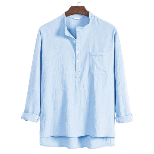 Camisa Casual de Algodón y Lino para Hombre Talla Grande - Image 3